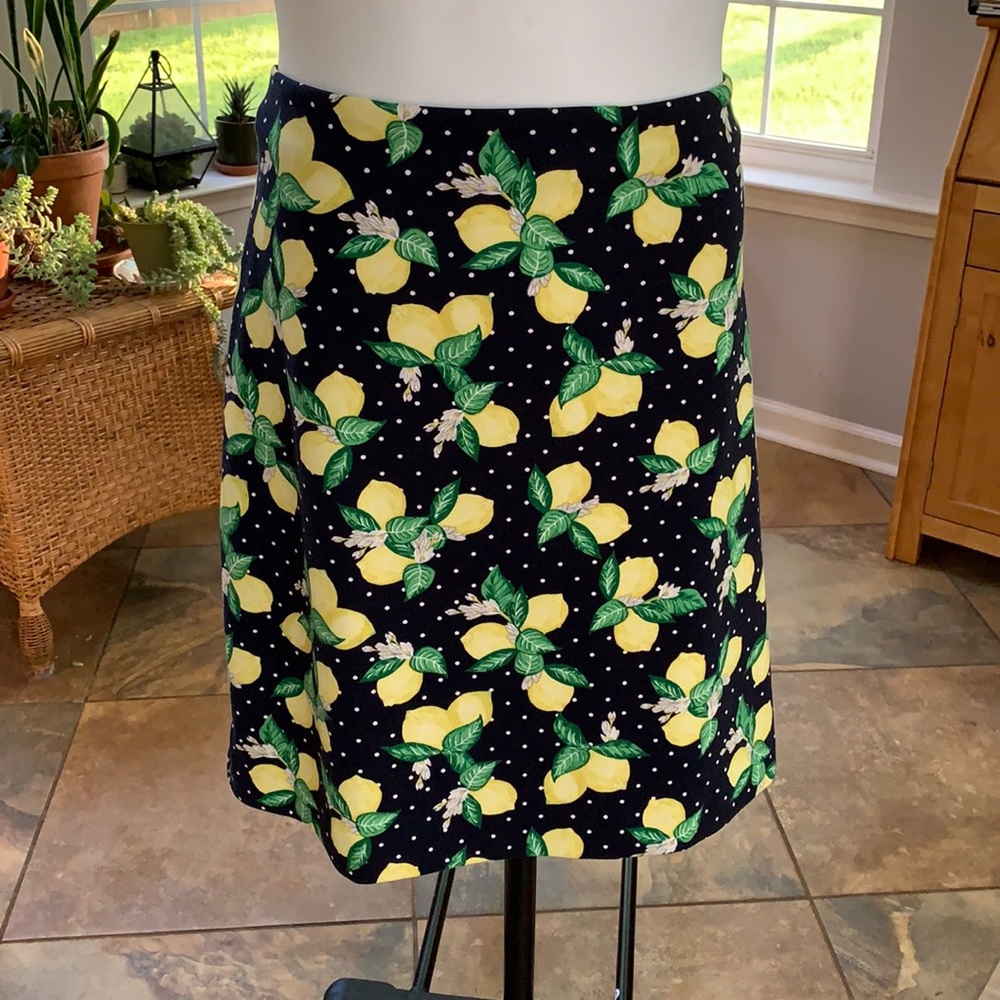 Talbots Midi Skirt Navy with Lemons 18W
